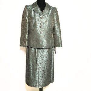 Vintage Le Suit 2PC Skirt Blazer Womens SZ 8P Brocade Sophisticated Classy Chic